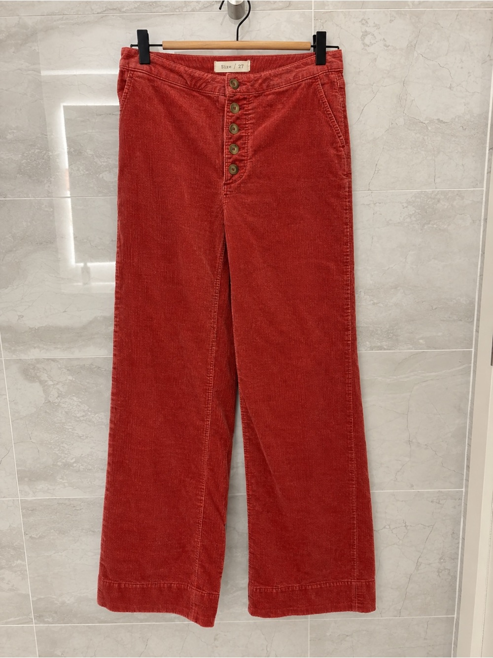 Pilcro Wide-Leg Corduroy Pants in Soft Rusty Orange
